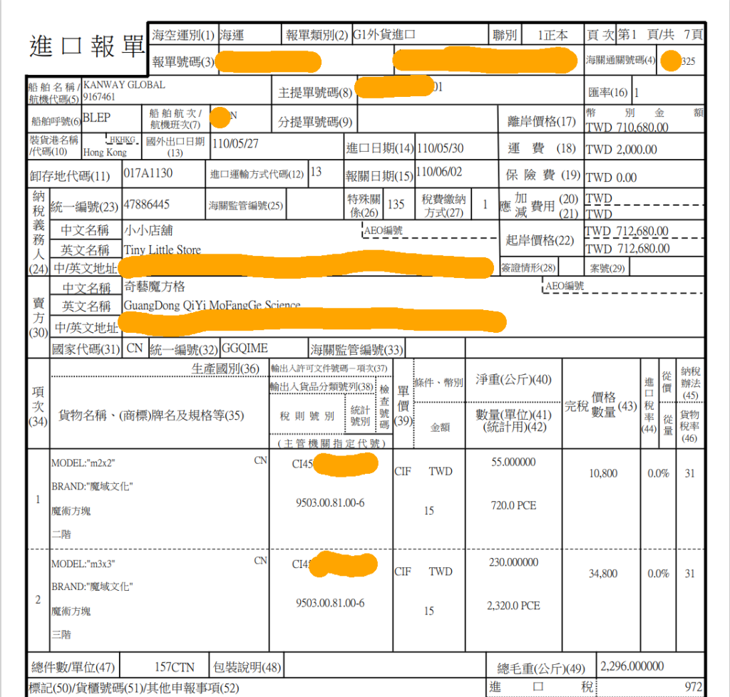 如何做出貨物進口報關的必備文件-進口報單 - 小貓咪海運